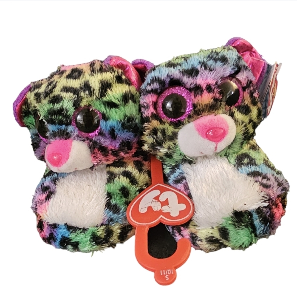 Dotty snow leopard ty beanie boo slippers 9/10 Toddler Lisa Frank
